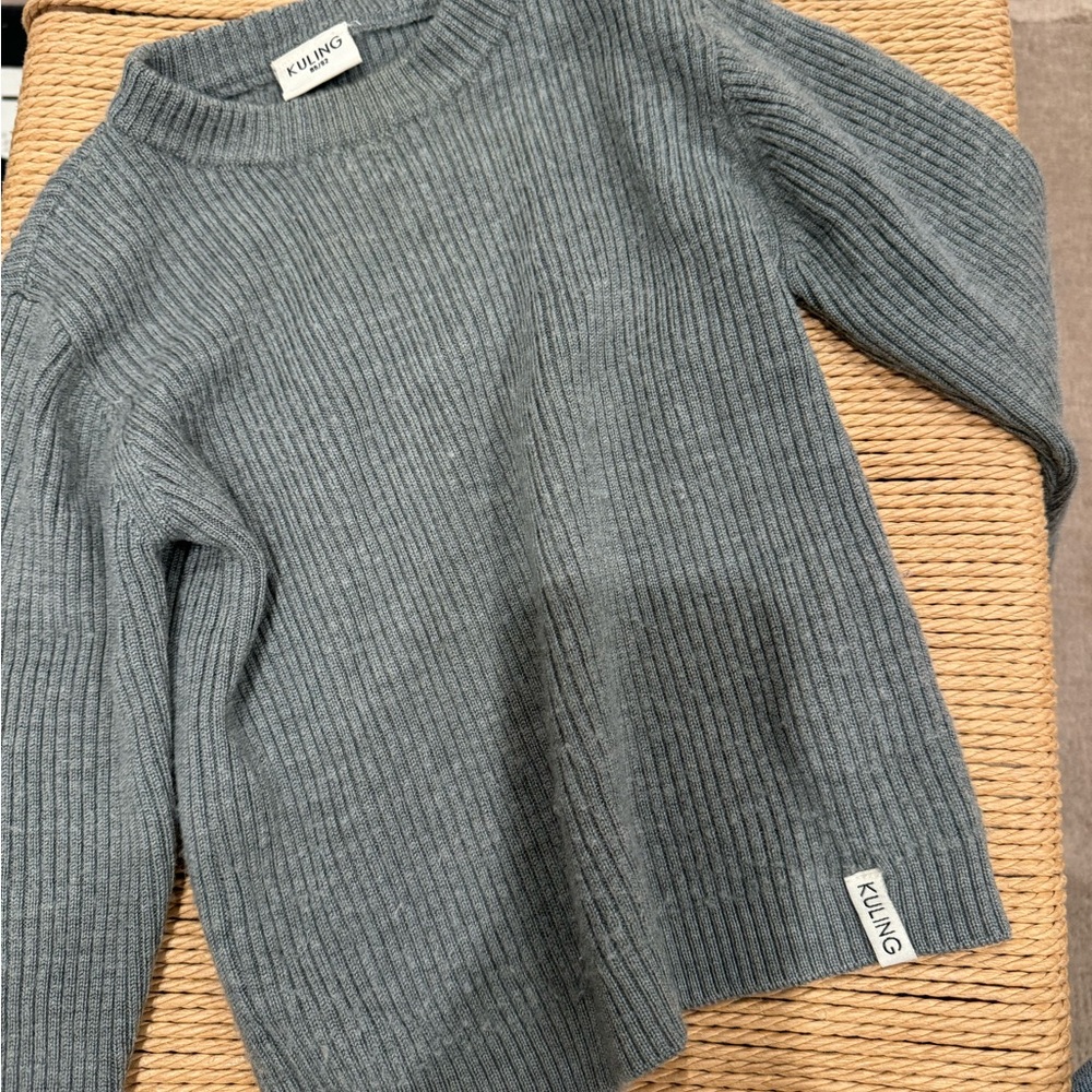 Kuling Gray Thick Ribbed Soft Wool Kids Sweater 2-3 yr old